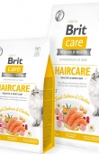Пълноценна суха храна за котки за красива козина и здрава кожа Brit Care Cat Grain-Free HAIRCARE HEALTHY AND SHINY COAT със 26% прясно месо от сьомга, 26% пилешко и зеленчуци, БЕЗ зърнени култури 7 кг.