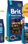 Суха храна за кучета BRIT PREMIUM SENSITIVE LAMB & RICE BY NATURE [ НОВА, ПОДОБРЕНА ФОРМУЛА ] с 45% прясно агнешко месо 15 кг.