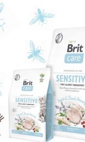 Хипоалергенна суха храна Brit Care Cat Grain-Free Insect с протеин от насекоми и прясна херинга, за котки с различни кожни и храносмилателни проблеми 0.400 кг.