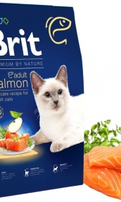 Суха храна Brit Premium by Nature Cat – Adult Salmon – за котки над 12 месеца, със сьомга 0.800 кг.