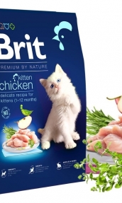 Суха храна Brit Premium by Nature Кitten – с пилешко и дробчета, за котенца до 12 месеца, бременни и кърмещи котки 0.800 кг.