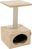 Драскалка Zolux SOLO CAT TREE – с къщичка и една площадка, 31см х 31см х 56см Бежов