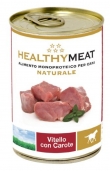 Консервирана храна за кучета HEALTHY MEAT MONO BITS DOG- veal and carrots със 100% чист протеин от телешко и моркови 400г 0.400 кг.