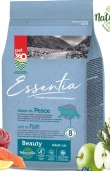 Супер премиум храна за котки Essentia BEAUTY, БЕЗ ЗЪРНО, със 74% протеин от сьомга и риба тон + куркума и розмарин, за красива козина 0.300 кг.