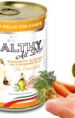 Консервирана храна за кучета HEALTHY MEAT All days Chicken and Carrots с прясно пилешо месо, говеждо, моркови 0.400 кг.