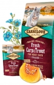 Натурална суха храна с прясно месо за кастрирани котки Carnilove Fresh Carp & Trout Sterilised for adult cats със 25% пресен шаран и 20% пъстърва, БЕЗ ЗЪРНЕНИ КУЛТУРИ 6 кг.