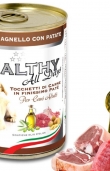 Консервирана храна за кучета HEALTHY MEAT All Days с прясно агнешко месо , телешко, пуешко месо и картофи 0.400 кг.