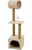 Драскалка Zolux TRIO CAT TREE с къщичка и три зони, 41см х 47см х 124 см Бежов