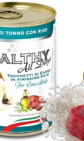 Консервирана храна за кучета HEALTHY MEAT All days Tuna And Rice с прясна риба тон и ориз 0.400 кг.