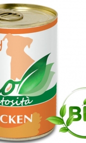 Консервирана храна за подрастващи кученца BioGustosita Puppy Chicken с 99% прясно пилешко месо, годно за човешка консумация 0.400 кг.