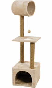 Драскалка Zolux TRIO CAT TREE с къщичка и три зони, 41см х 47см х 124 см Бежов