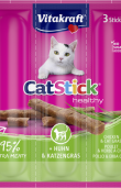 Лакомства за котки - Vitakraft Cat Stick Mini - Саламена пръчица с пиле и котешка трева 3 бр.