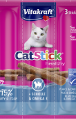 Лакомства за котки - Vitakraft Cat Stick Mini - Саламена пръчица с камбала и Омега 3 3бр