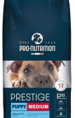PRESTIGE DOG PUPPY MEDIUM 12 kg - Пълноценна храна за подрастващи кученца от средни породи, както и за женски кучета в края на бременността или в периода на кърмене. Произведена във Франция.