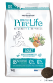 Pure Life Cat ADULT С ПАТЕШКО И ПУЙКА 2 кг - Пълноценна храна за пораснали котки, без зърнени култури, без глутен, с 85% животински протеин. Подходяща и за чувствителни котки. Произведена във Франция.