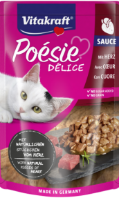 Паучове за котки - вкусен сос с истински парченца от сърца 85 г - Vitakraft POESIE Pouch