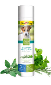 Шампоан за късокосмести кучета 250 мл - GimDog Natural Solutions - с розмарин, мента и салвия (градински чай)