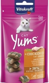 CAT YUMS - СОЧНИ ХАПКИ за КОТЕ с ПИЛЕ и КОТЕШКА ТРЕВА, Vitakraft