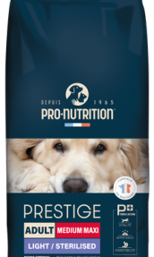 PRESTIGE DOG ADULT MEDIUM/MAXI LIGHT/STERILISED 15 kg - Пълноценна храна за кучета със склонност към напълняване и/или кастрирани кучета, от средни и едри породи